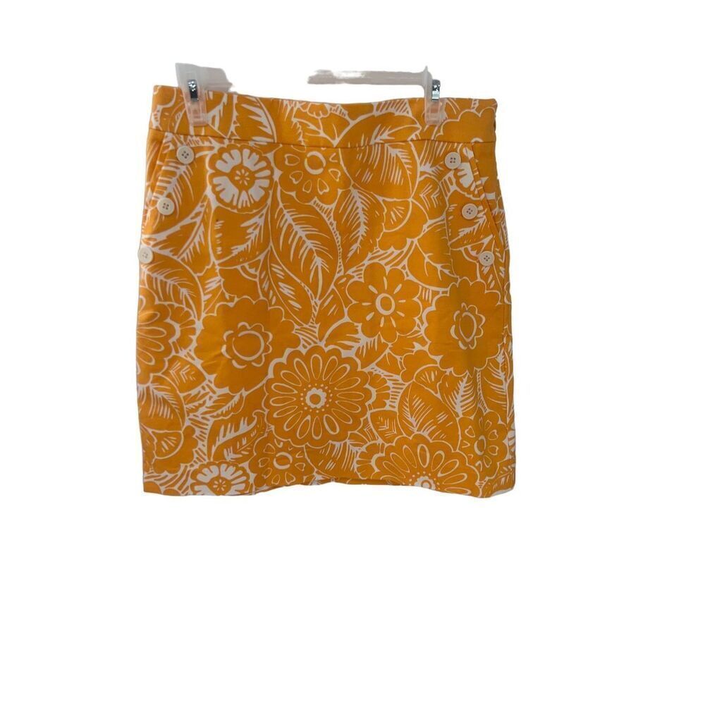Talbots yellow and white floral skirt fully lined